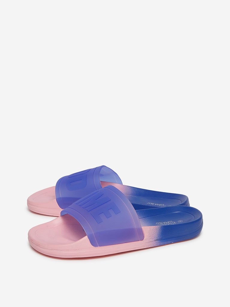 LUNA BLU Blue Text Pattern Slides