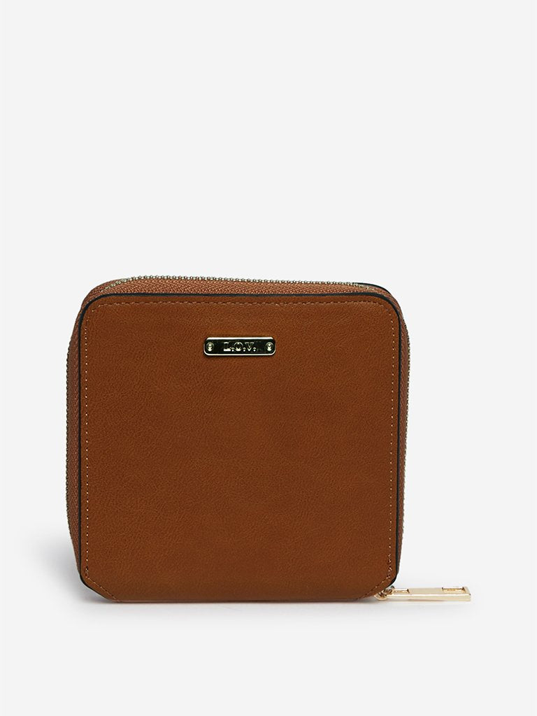 LOV Tan Faux-Leather Wallet
