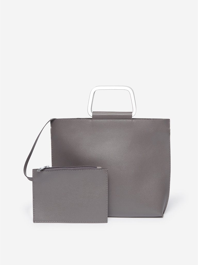 LOV Grey Tote Bag With Pouch