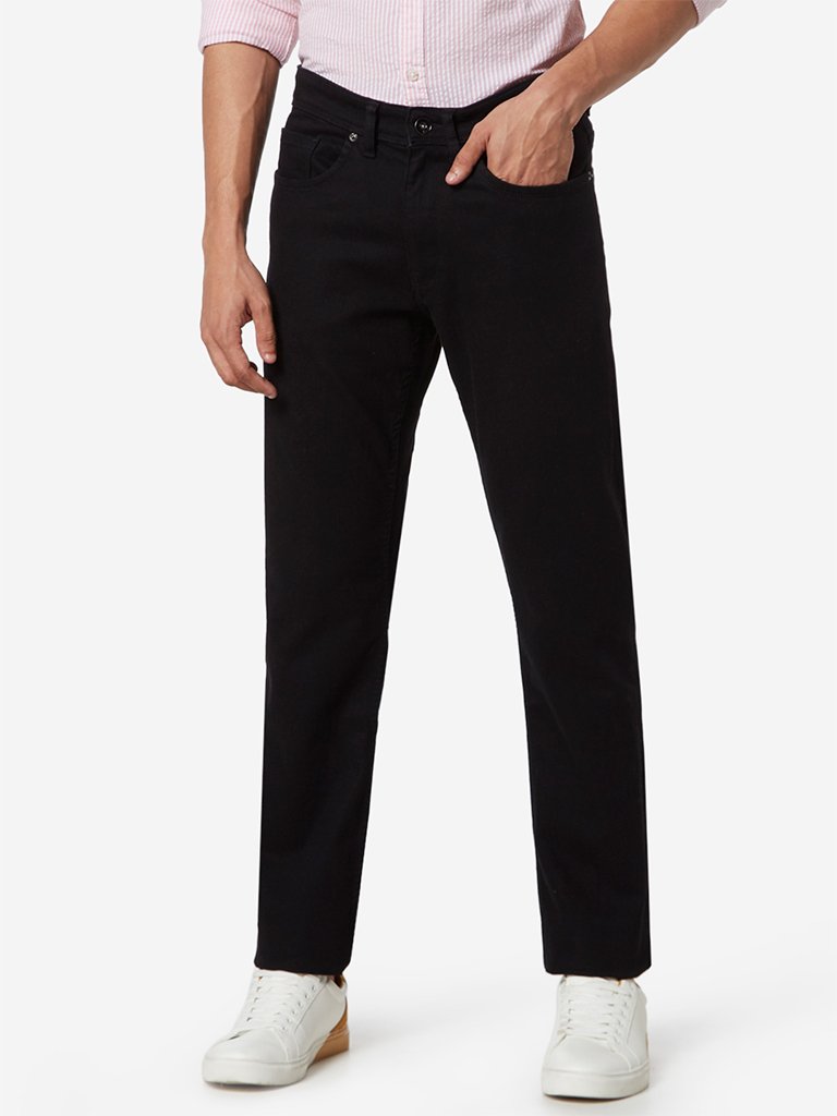 WES Casuals Black Relaxed Fit Jeans