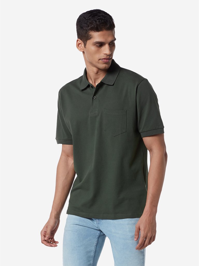 WES Casuals Khaki Relaxed Fit Polo T-Shirt