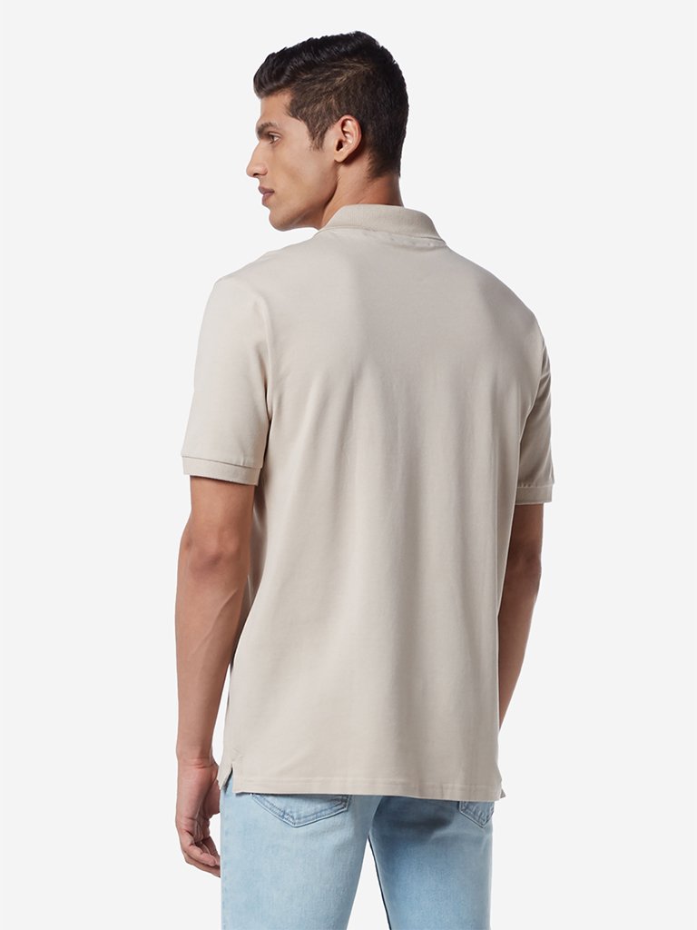 WES Casuals Beige Relaxed Fit Polo T-Shirt