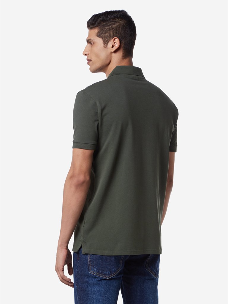 WES Casuals Khaki Slim Fit Polo T-Shirt