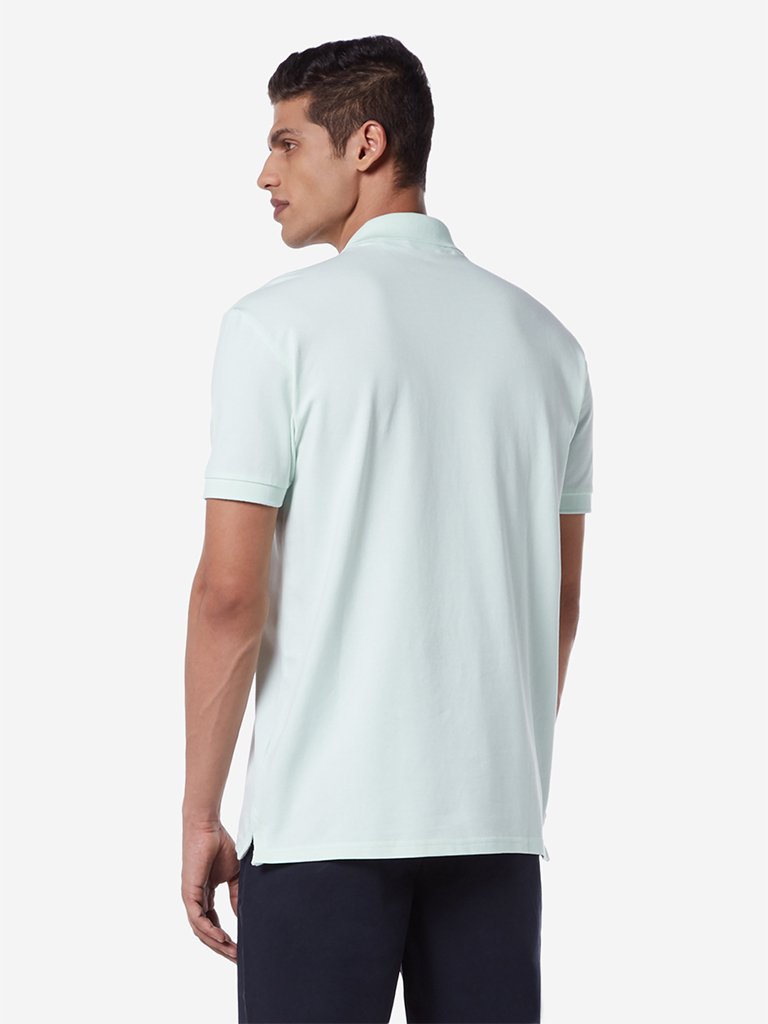 WES Casuals Mint Green Slim Fit Polo T-Shirt