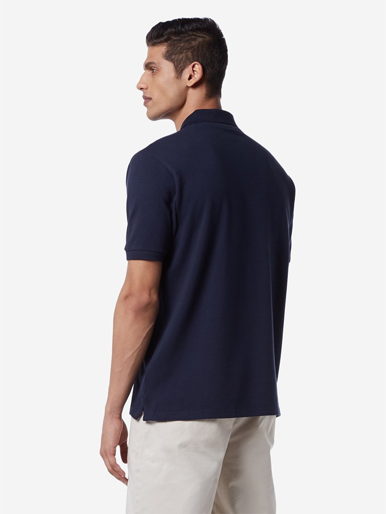 WES Casuals Navy Relaxed Fit Polo T-Shirt