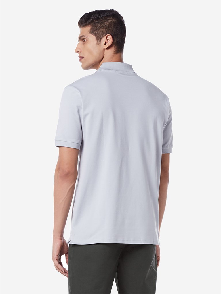 WES Casuals Light Grey Relaxed Fit Polo T-Shirt