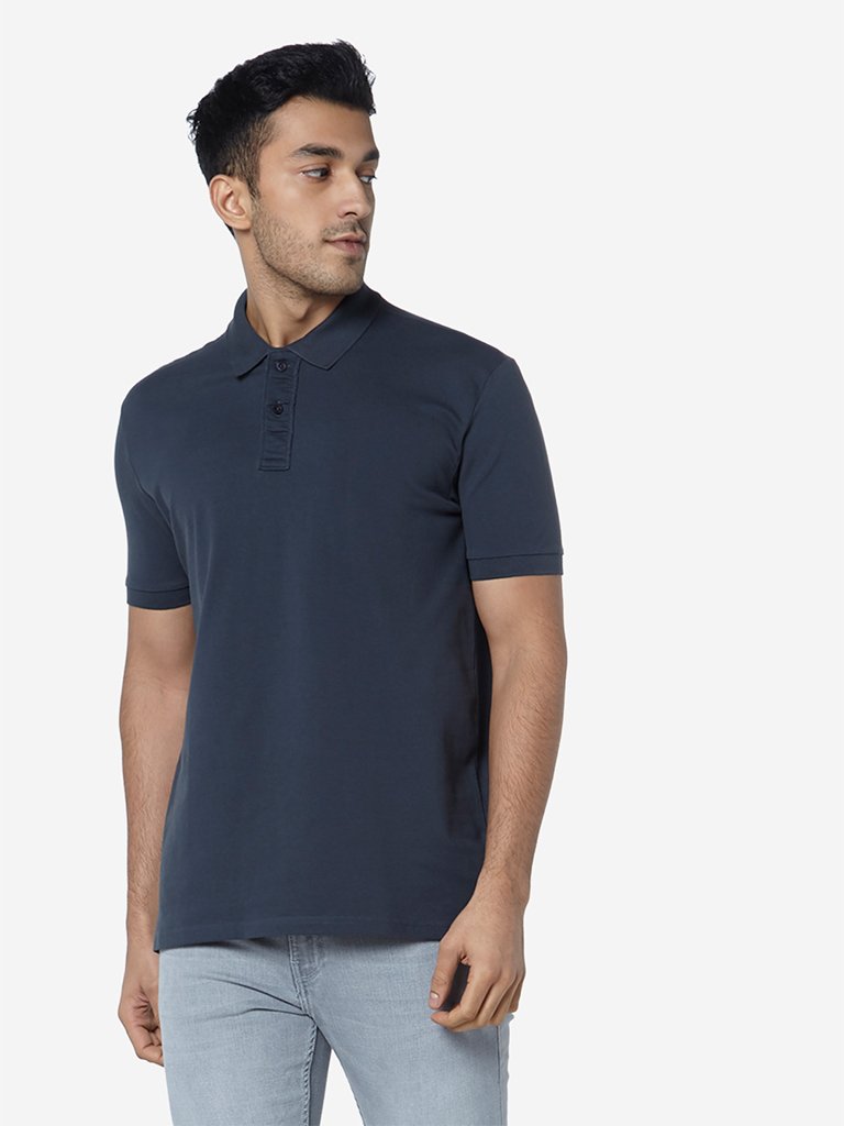 WES Casuals Charcoal Slim Fit Polo T-Shirt