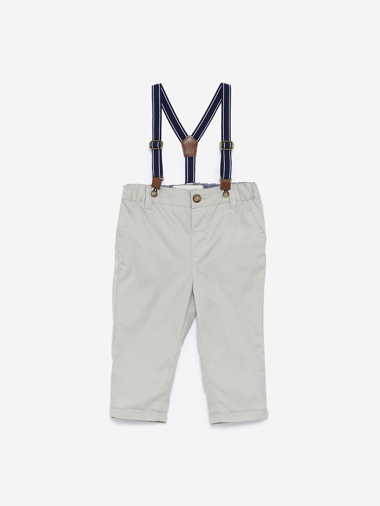Baby HOP Ecru Newton Trousers With Suspenders