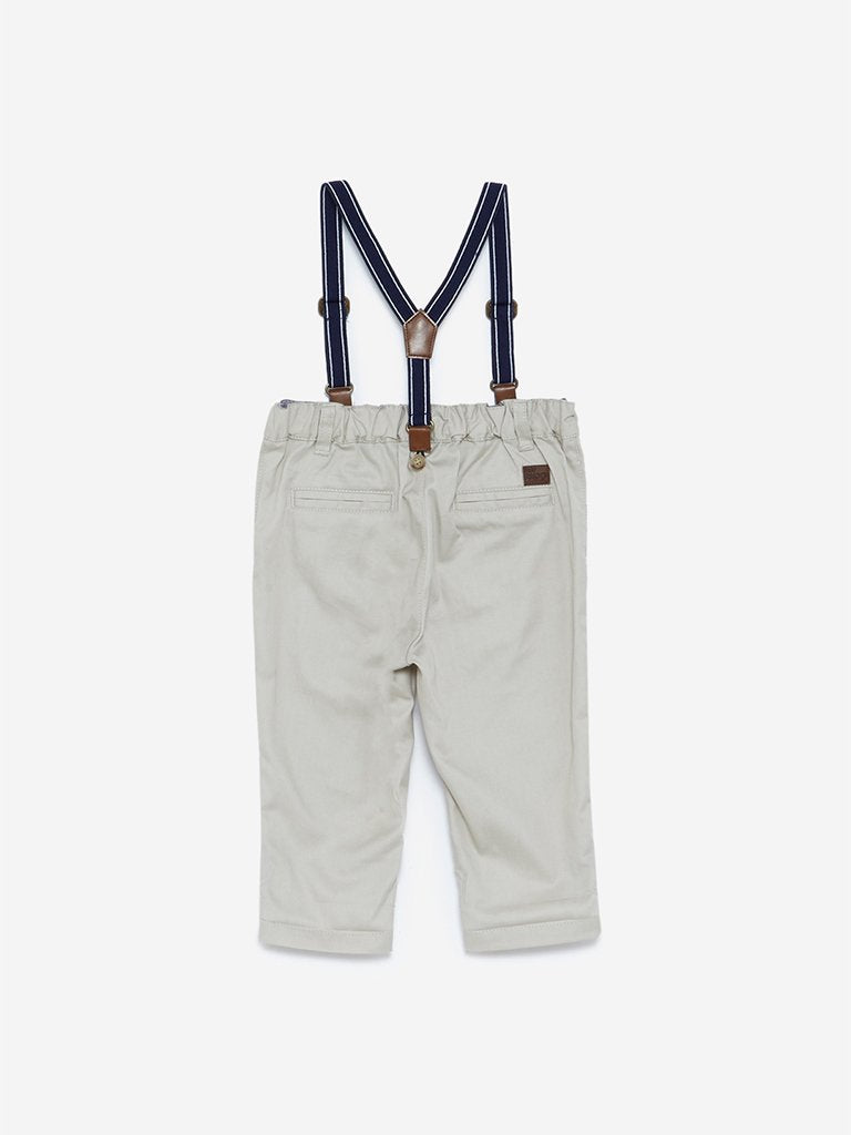 Baby HOP Ecru Newton Trousers With Suspenders