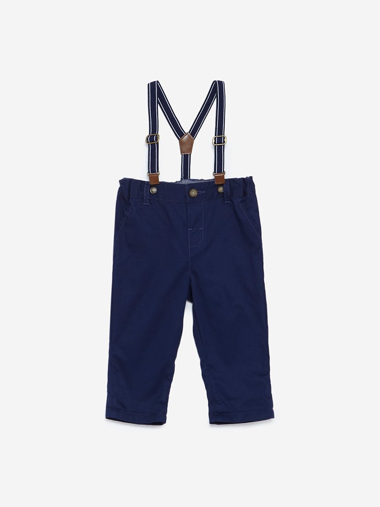 Baby HOP Navy Newton Trousers With Suspenders
