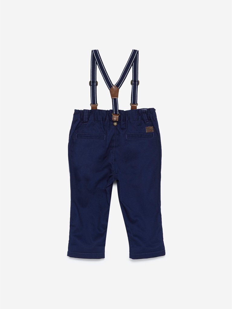 Baby HOP Navy Newton Trousers With Suspenders