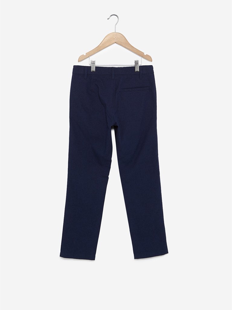 Y&F Kids Navy Self-Textured Trousers