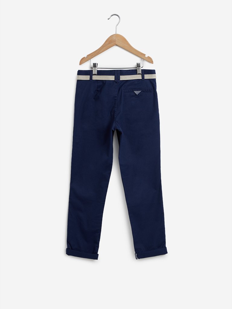 Y&F Kids Navy Chris Chinos With Belt