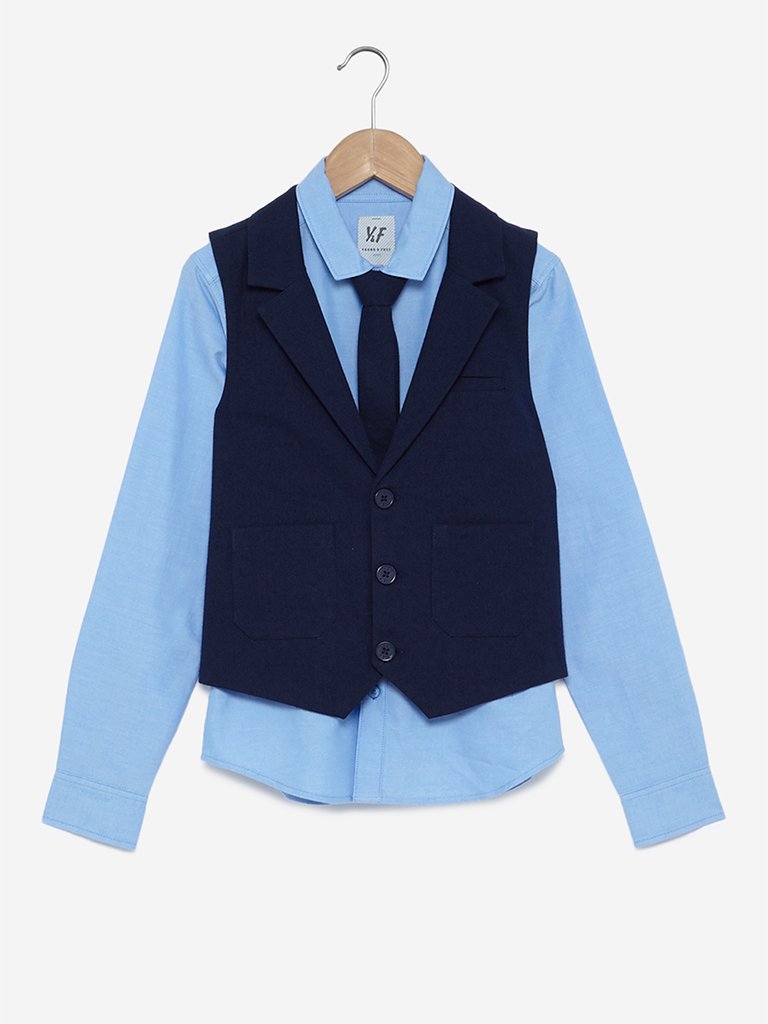 Y&F Kids Navy Self-Patterned Malcolm Set