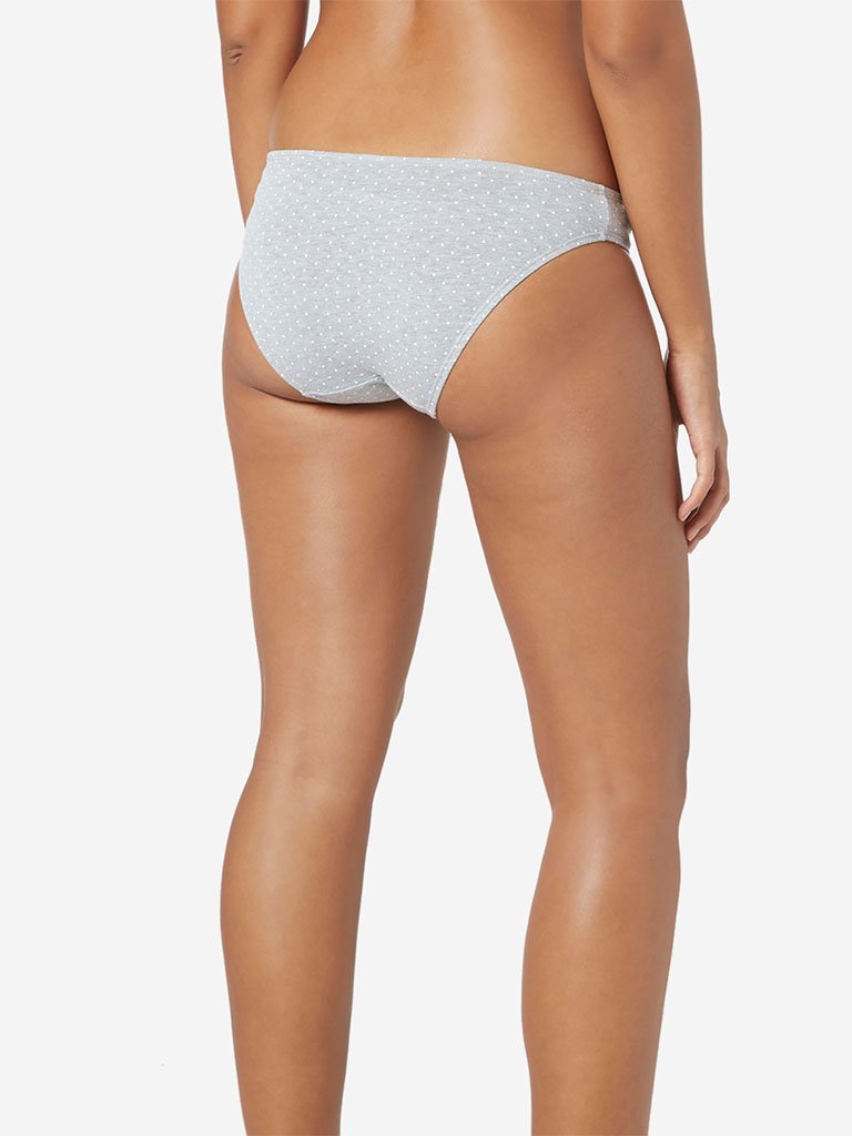 Wunderlove Grey Dot Print Bikini Briefs