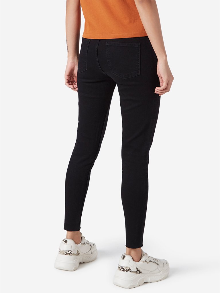 Nuon Black Skinny Fit Mid Waist Jeans