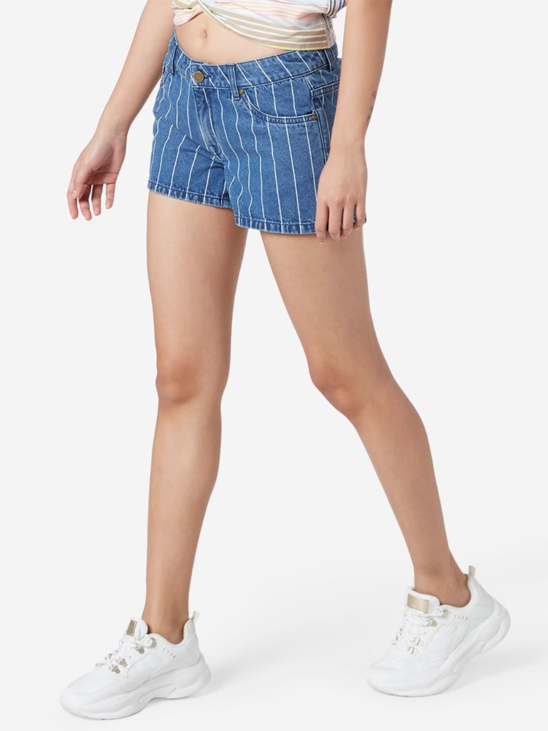 Nuon Blue Striped Shorts