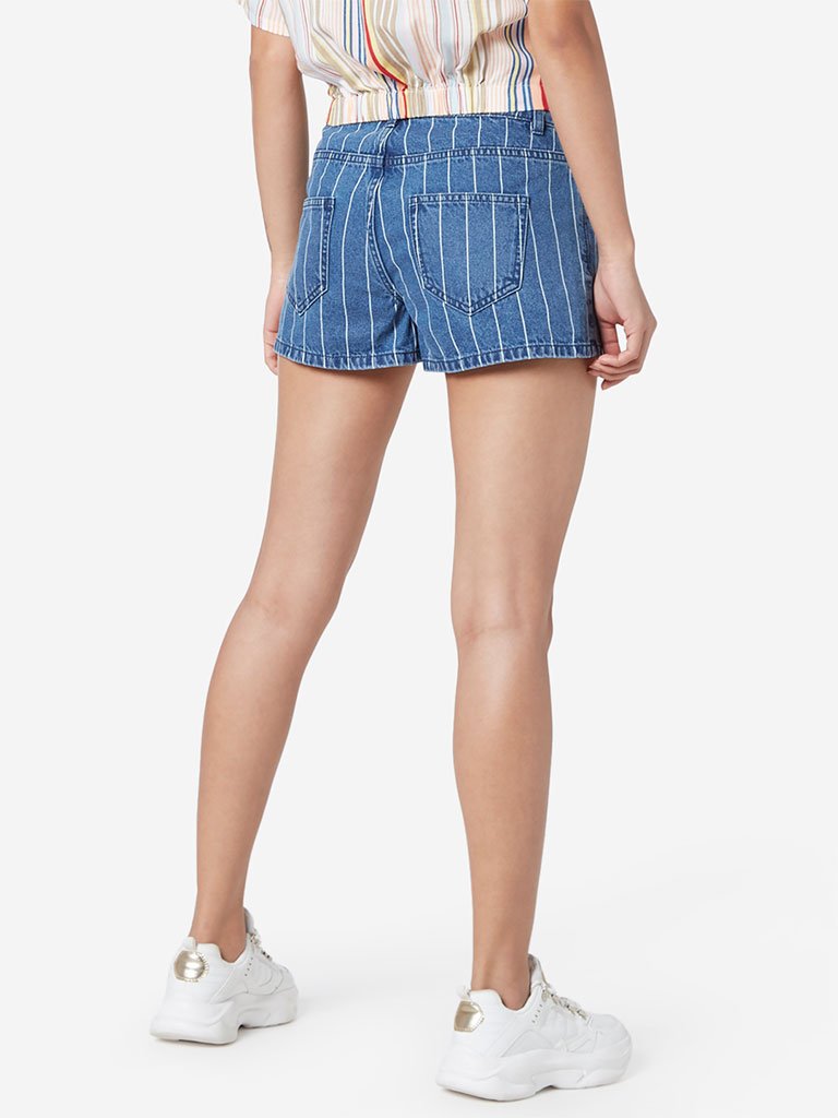 Nuon Blue Striped Shorts