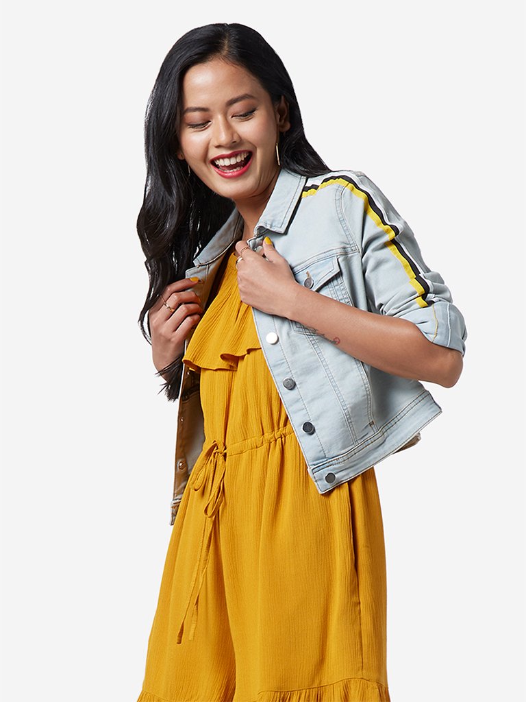 Nuon Light Blue Trucker Cropped Denim Jacket