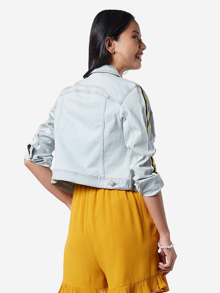 Nuon Light Blue Trucker Cropped Denim Jacket