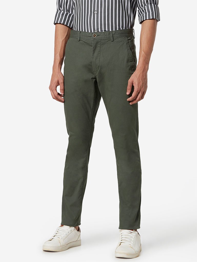 Ascot Olive Slim Fit Chinos