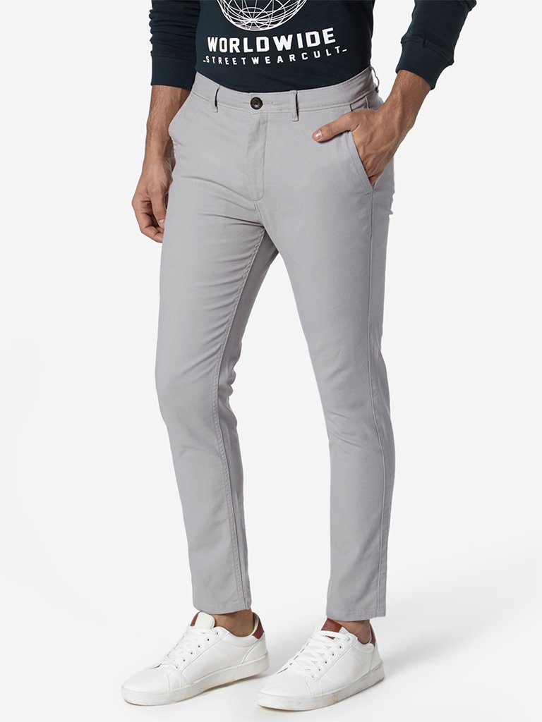 Nuon Light Grey Rocker Skinny Fit Chinos