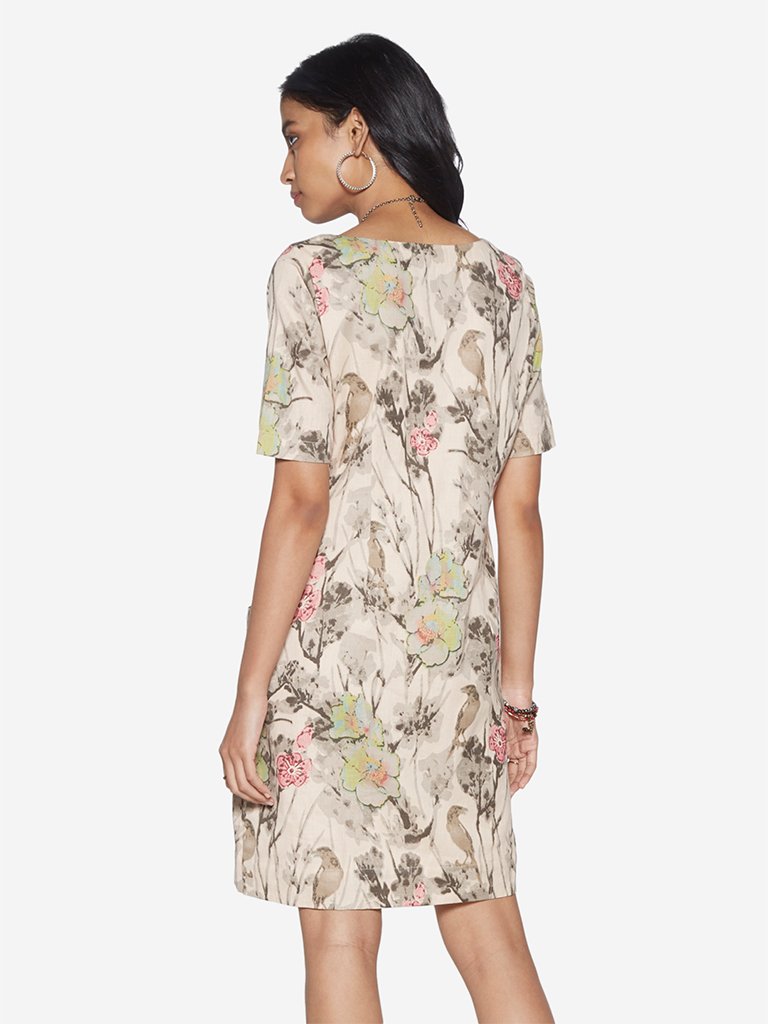Bombay Paisley Off-White Floral Patterned Dress