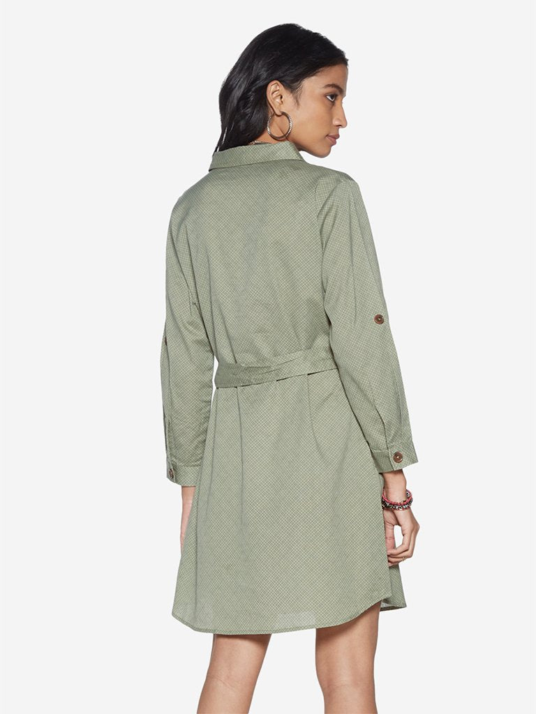 Bombay Paisley Green Shirtdress With Belt