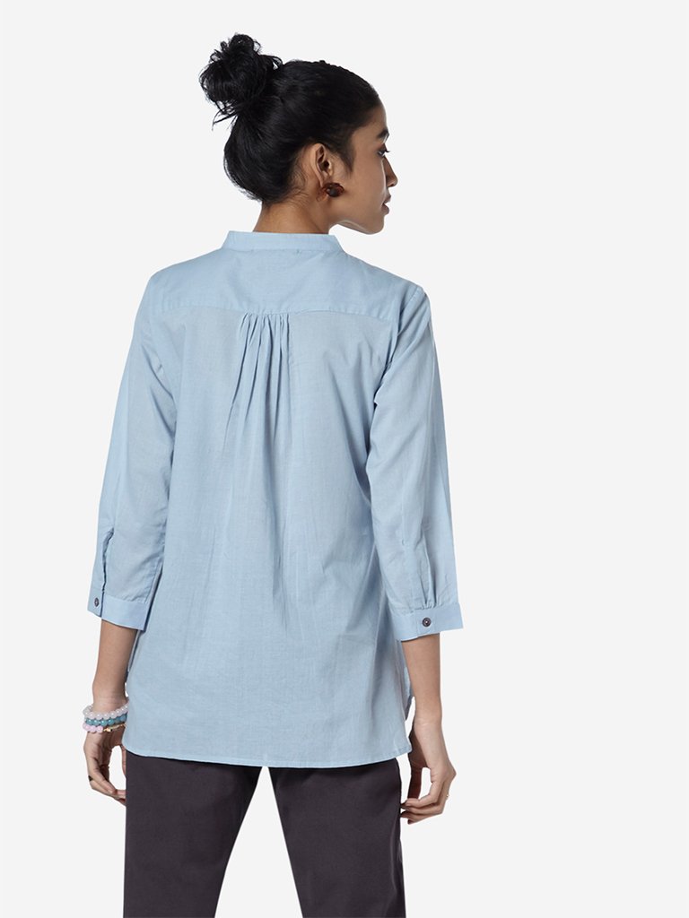 Bombay Paisley Light-Blue High-Low Ethnic Top