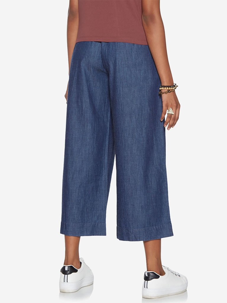 Bombay Paisley Blue Chambray Belted Palazzos