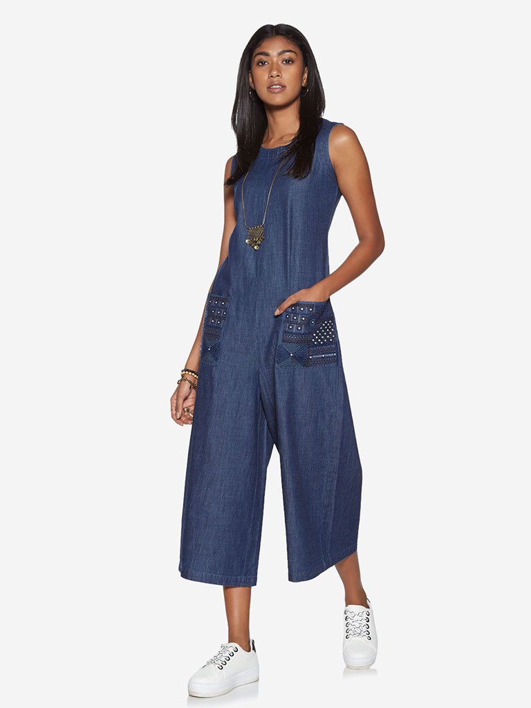 Bombay Paisley Blue Pure Cotton Jumpsuit