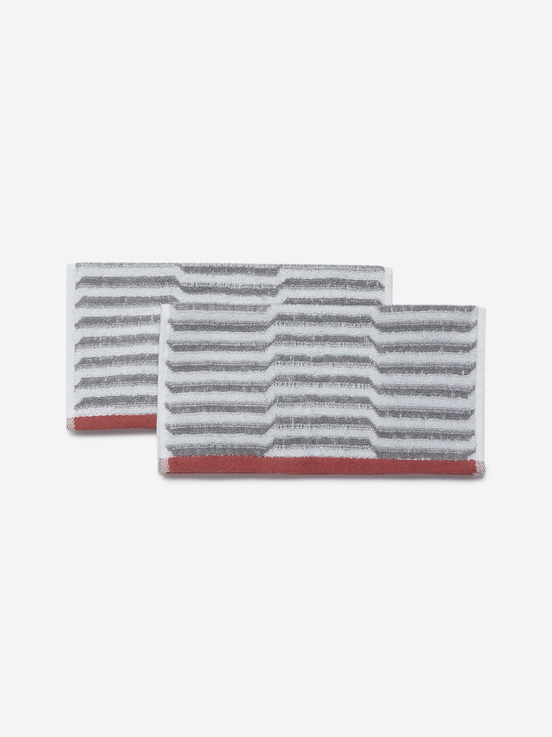 Westside Home Grey Striped Tonal Face Towel Set Of Two