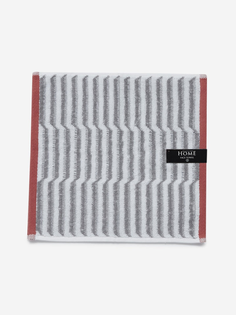 Westside Home Grey Striped Tonal Face Towel Set Of Two