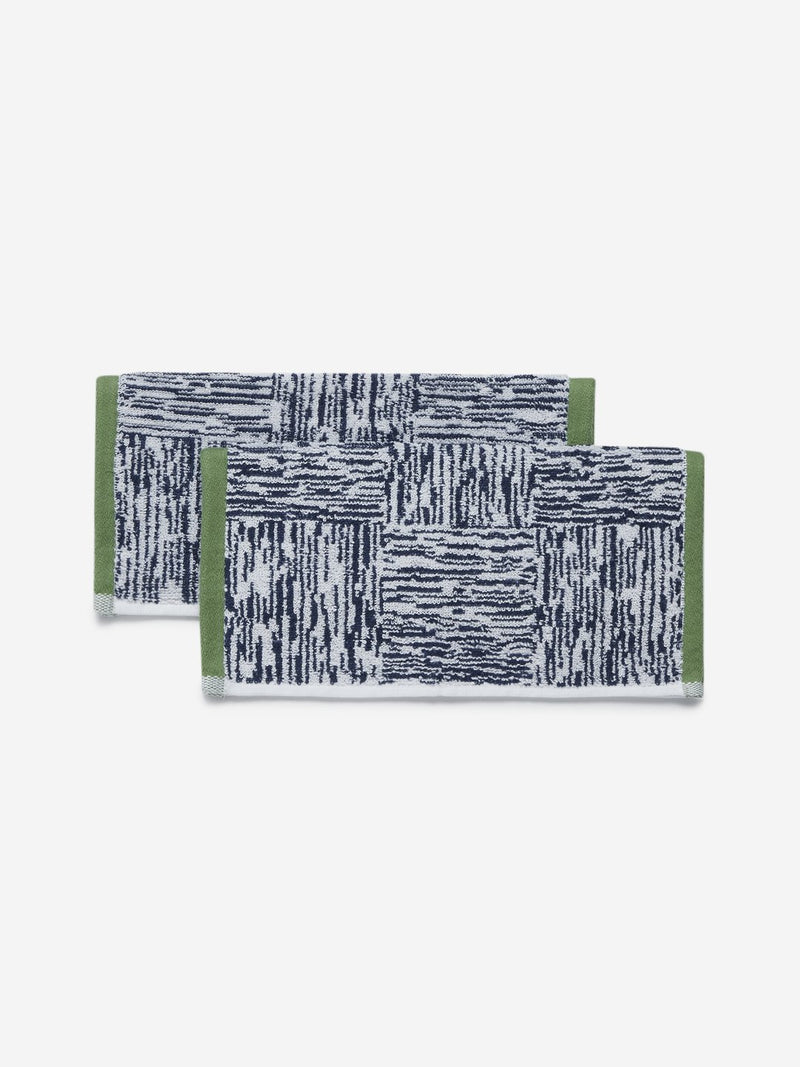 Westside Home Navy Checkered Face Towel Set of Two