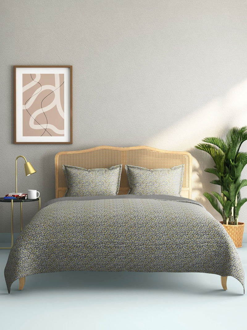 Westside Home Yellow And Grey Dot Quilted Double Bedcover With Pillowcases