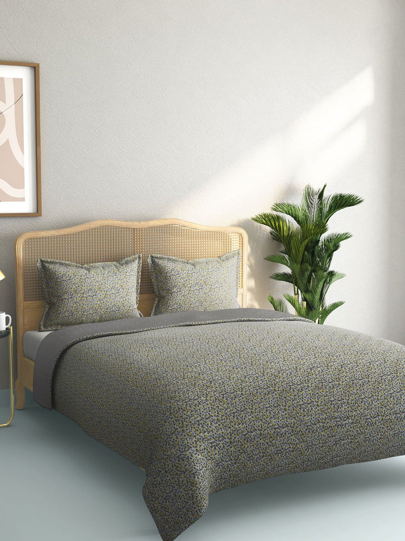 Westside Home Yellow And Grey Dot Quilted Double Bedcover With Pillowcases