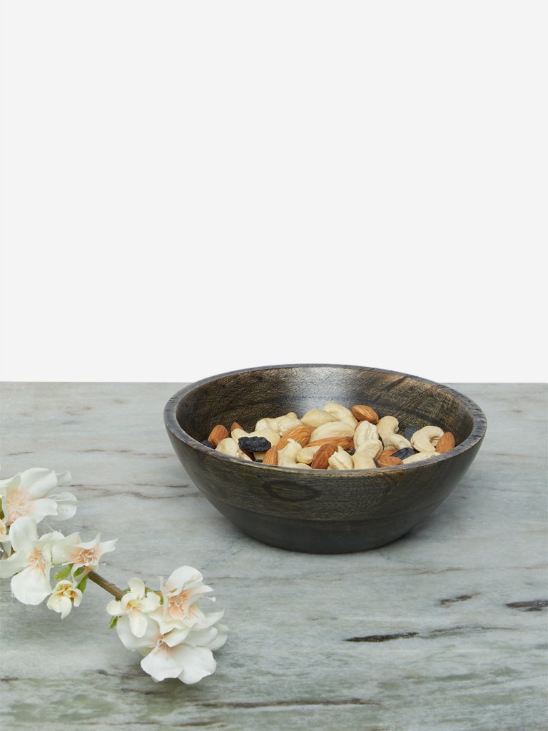 Westside Home Dark-Brown Wooden Small Bowl