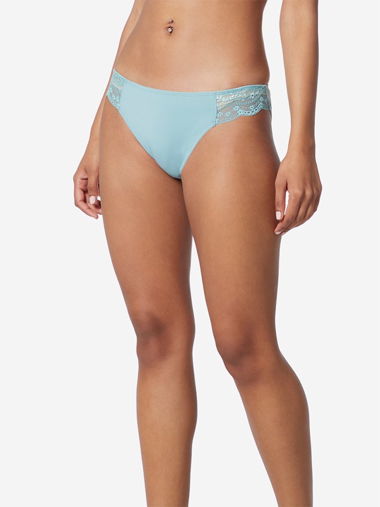 Wunderlove Sage Green Lace Hi-Leg Alexa Briefs