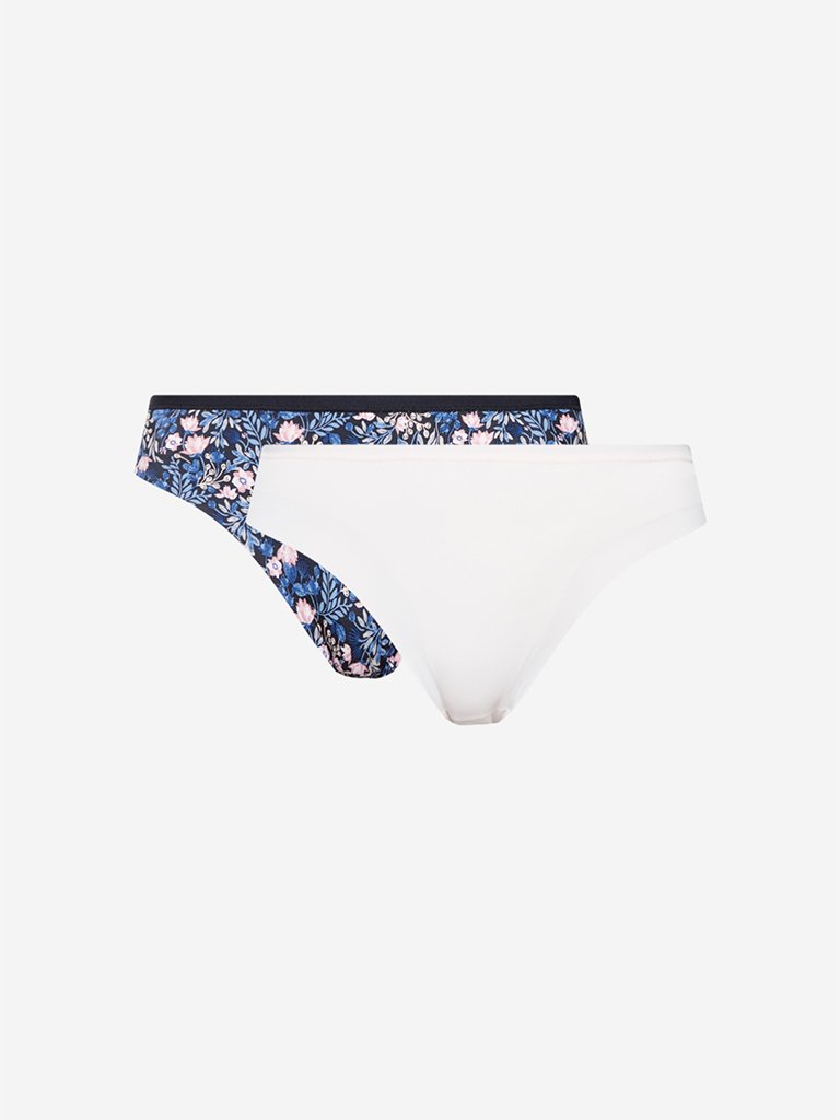 Wunderlove Blue Invisible Hi-Leg Briefs Two Pack