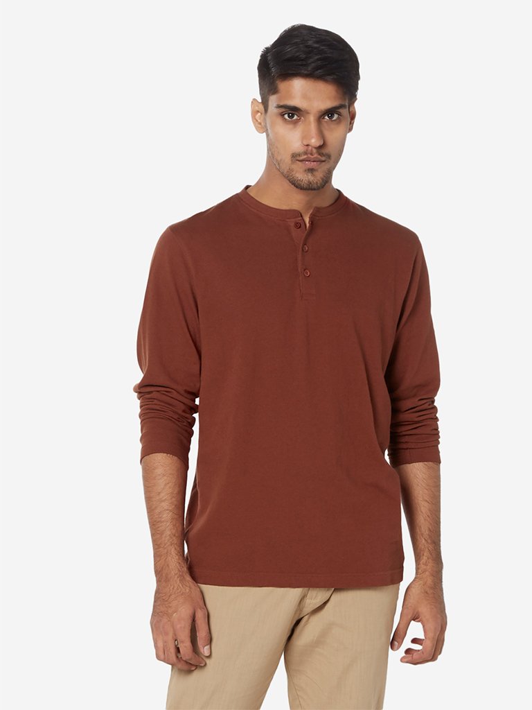 ETA Rust Self-Textured Slim Fit T-Shirt