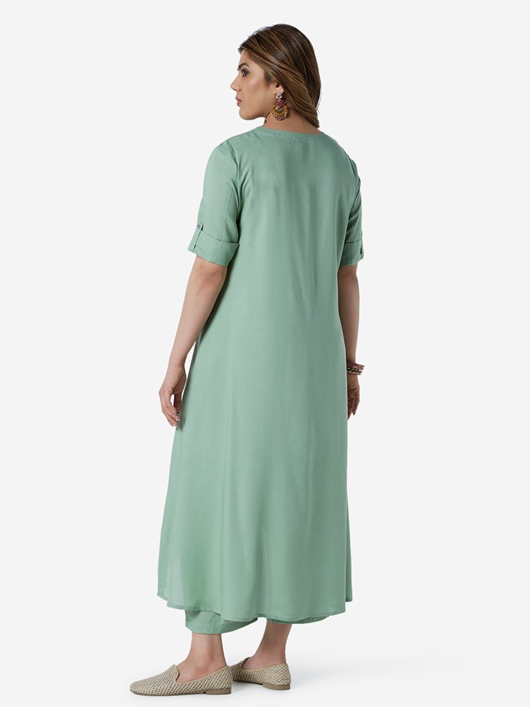 Diza Curve Mint High-Low Kurta