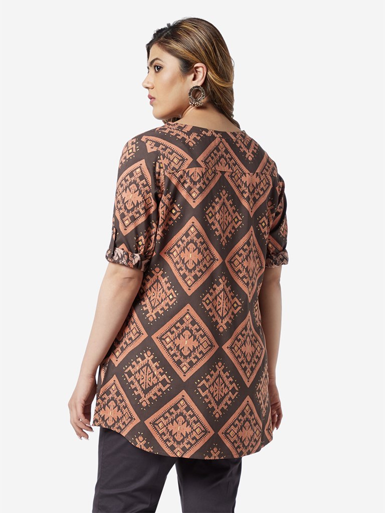 Diza Curve Charcoal Diamond Printed A-line Kurti