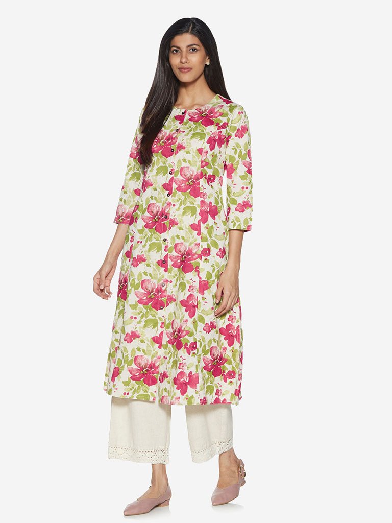 Utsa Multicolour Floral Print A-line Kurta