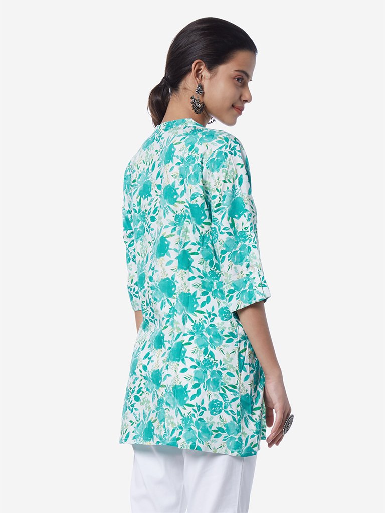 Utsa Green A-Line Floral Kurti