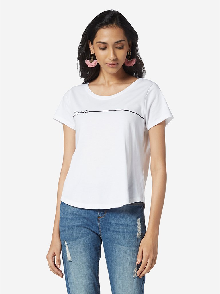 LOV White Printed T-Shirt