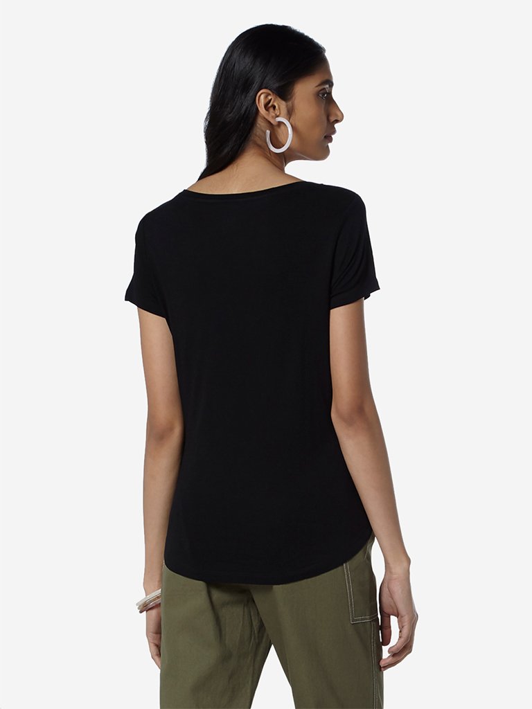 LOV Black Graphic Print Sherina T-Shirt