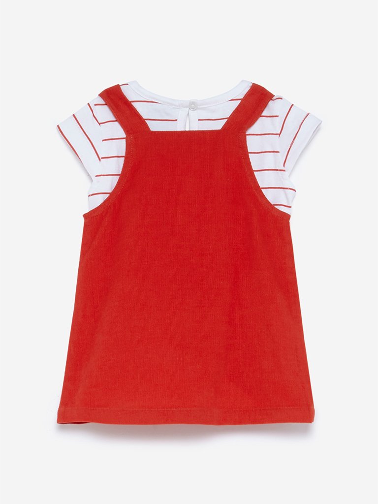 Baby HOP Orange Pinafore And T-Shirt Set