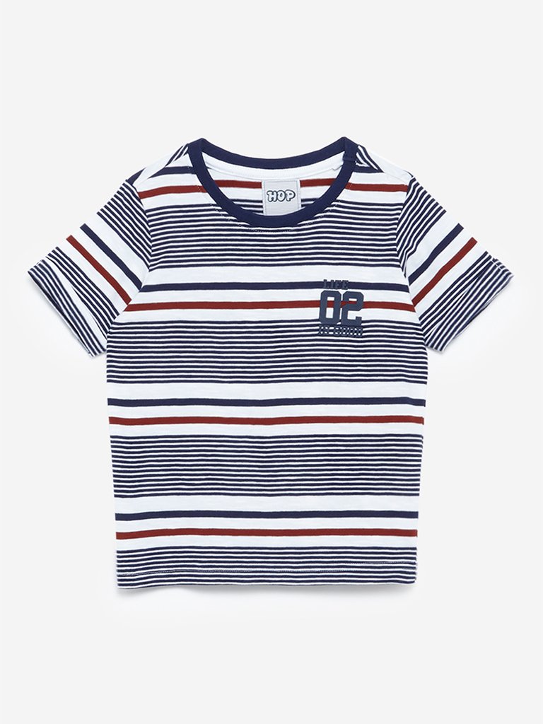 HOP Kids Navy Striped Crewneck T-Shirt