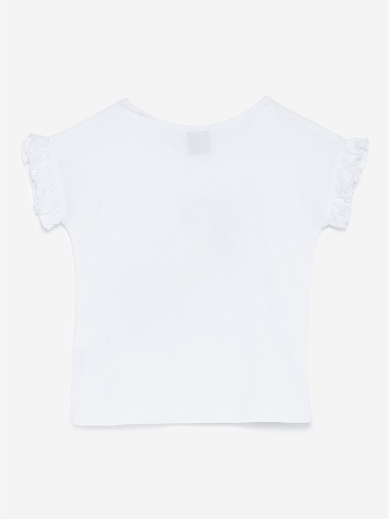 HOP Kids White Unicorn Patterned T-Shirt