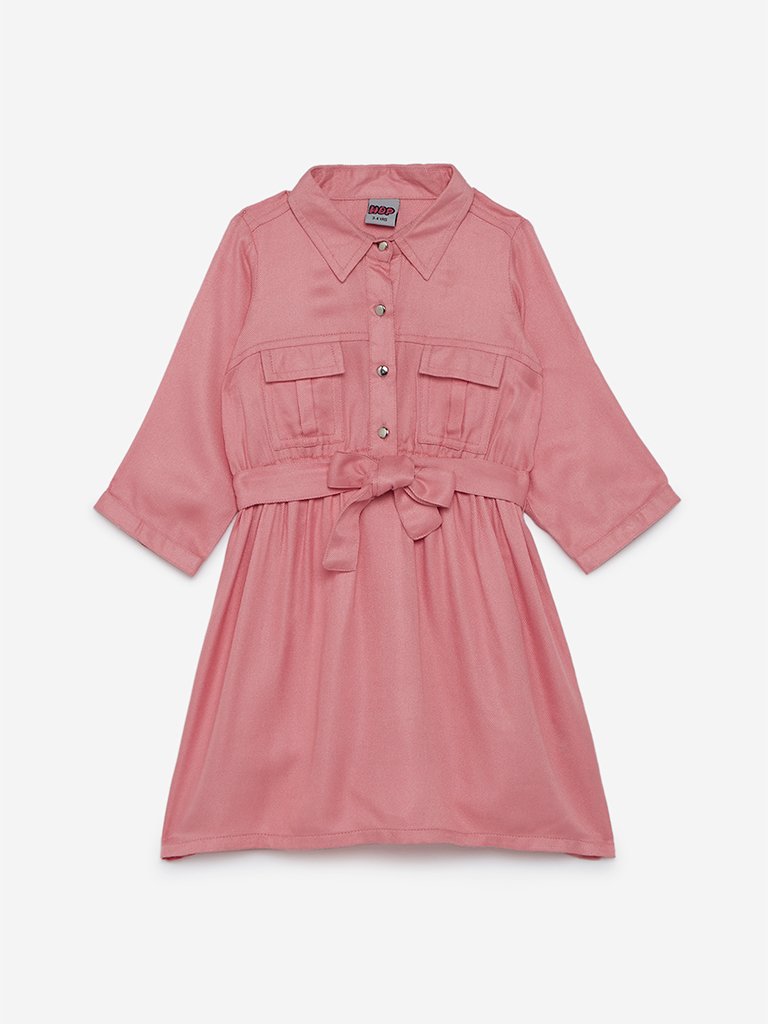 HOP Kids Peach Shirtdress With Belt